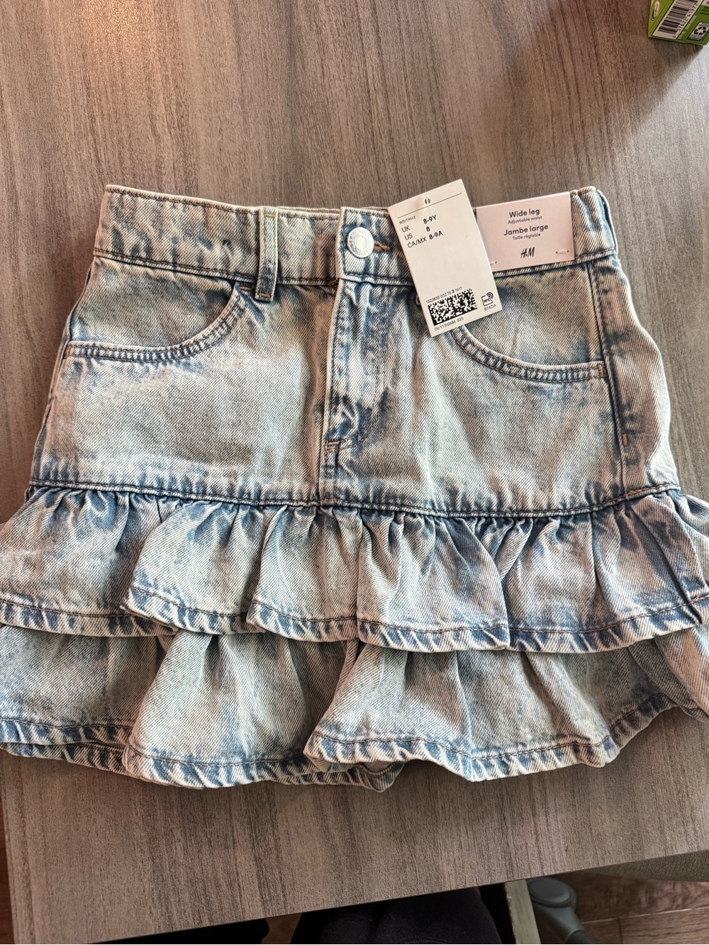H&M Washed Denim Tiered Ruffle Mini Skirt - Light Blue
